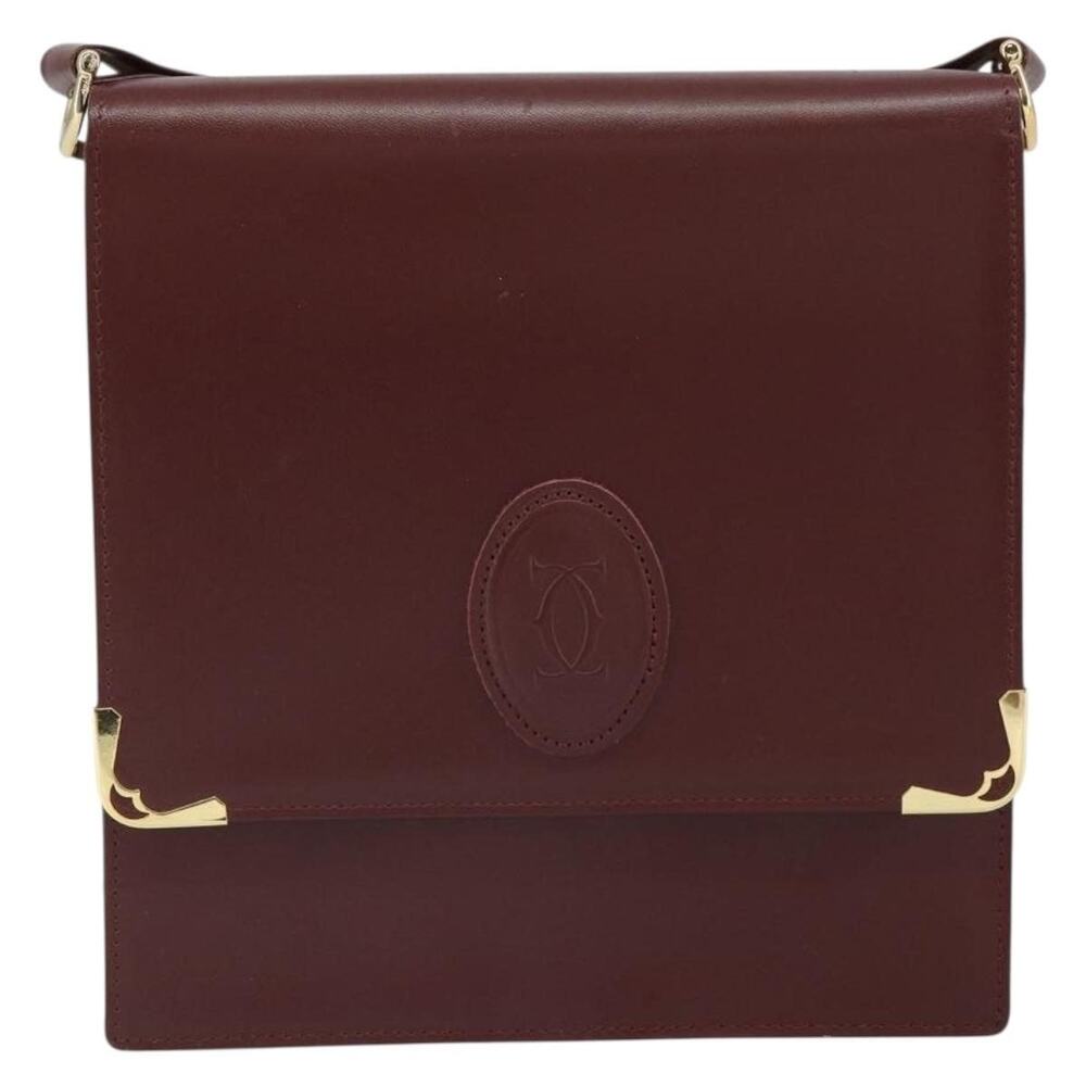 Cartier Leather Must Line Shoulder Bag Bordeaux Gold